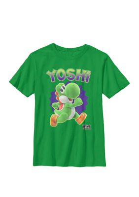 Nintendo Boys Yoshi's Crafted World Side Run Cute Portrait Crew T-Shirt, XSmall