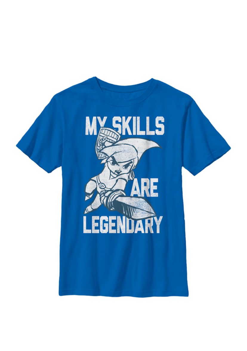 Boys Legend Of Zelda My Skills Are Legendary Sketch Logo Crew T-Shirt