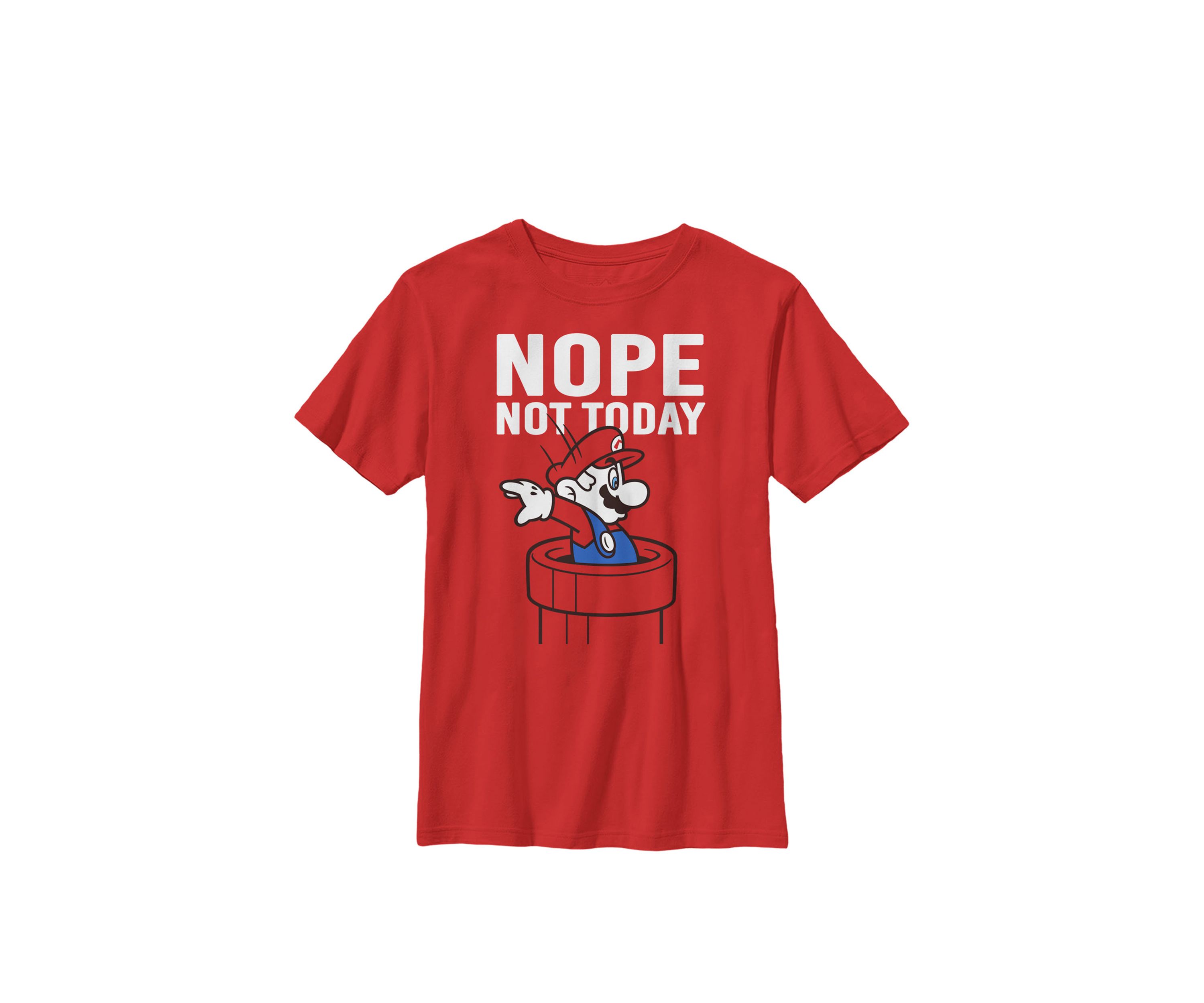Super Mario Nope Not Today Text Poster Crew Graphic T-Shirt
