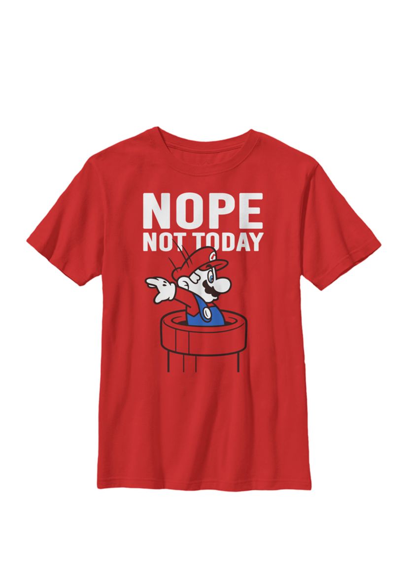 Super Mario Nope Not Today Text Poster Crew Graphic T-Shirt