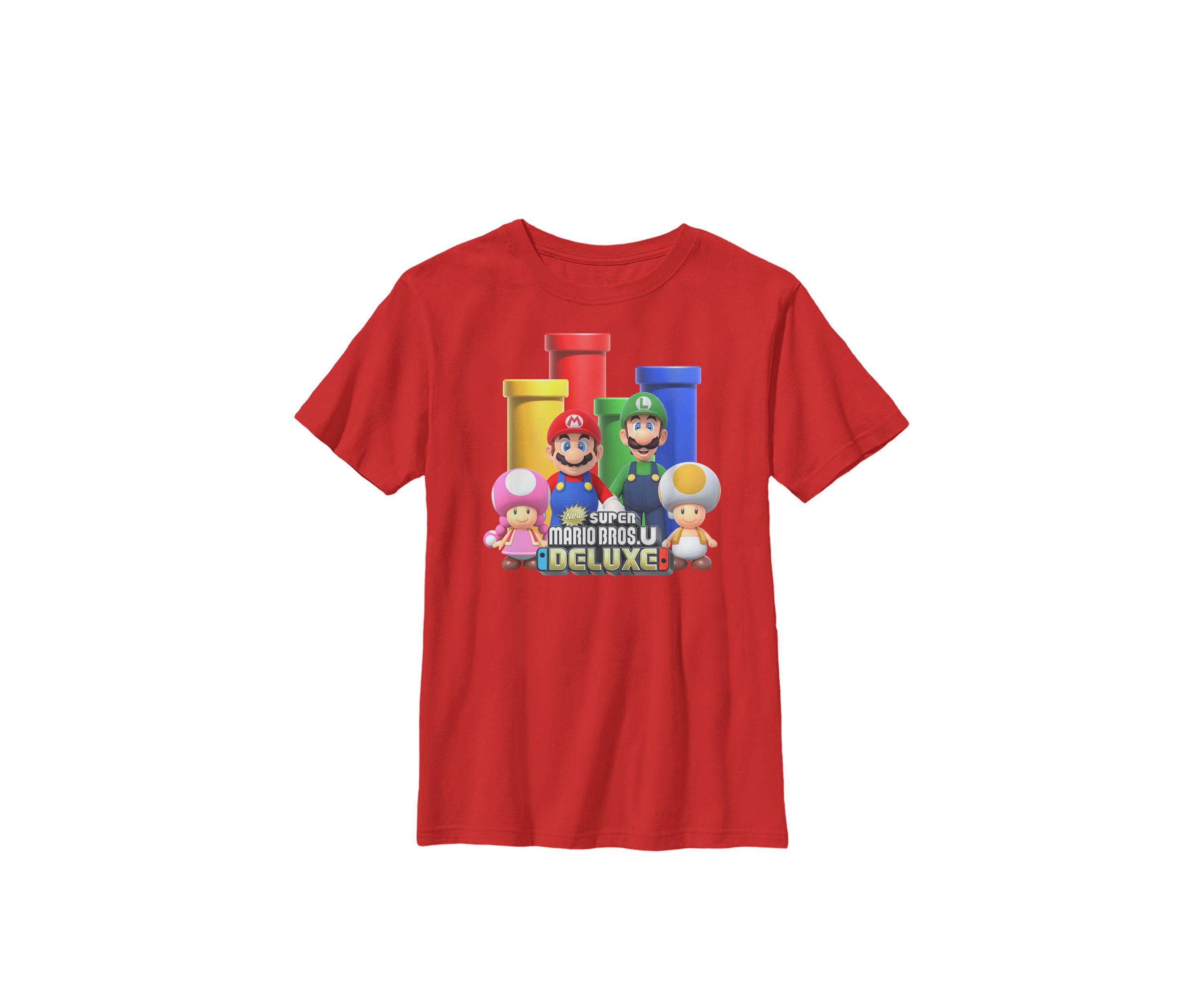 Super Mario Pipes Group Shot Poster Crew Graphic T-Shirt