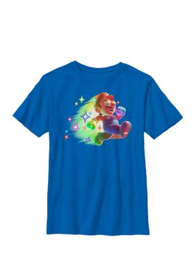 Nintendo Kids Super Mario Jumping Rainbow Stars Crew Graphic T-Shirt