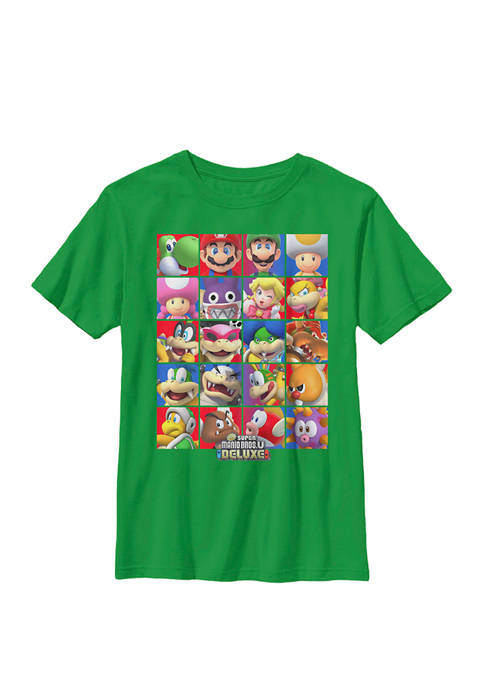 Super Mario Group Shot Bold Panel Poster Crew Graphic T-Shirt