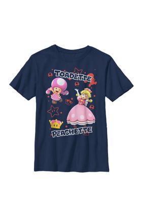 Nintendo Kids Super Mario Toadette And Peachette Happy Pose Crew Graphic T-Shirt