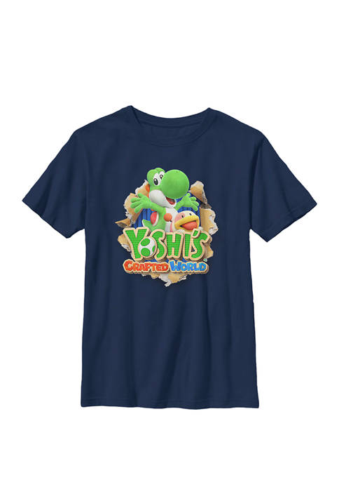 Yoshis Crafted World Poochy Burst Game Logo Crew Graphic T-Shirt