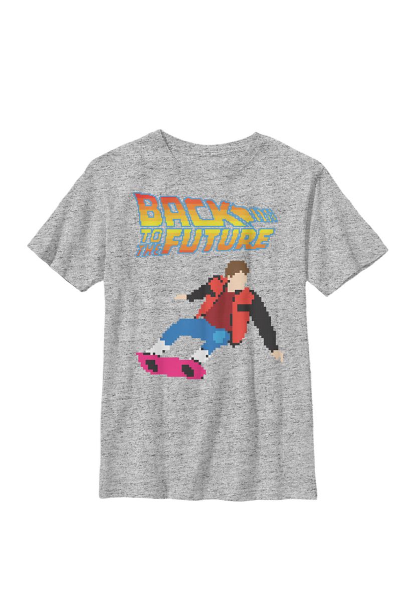 Mart On Hover Board Grid Print Crew Graphic T-Shirt