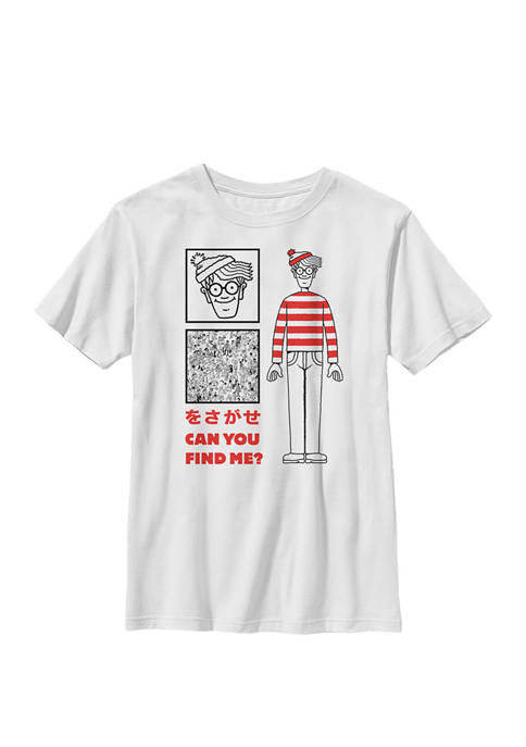 Where's Waldo Kanji Text Poster Crew Graphic T-Shirt