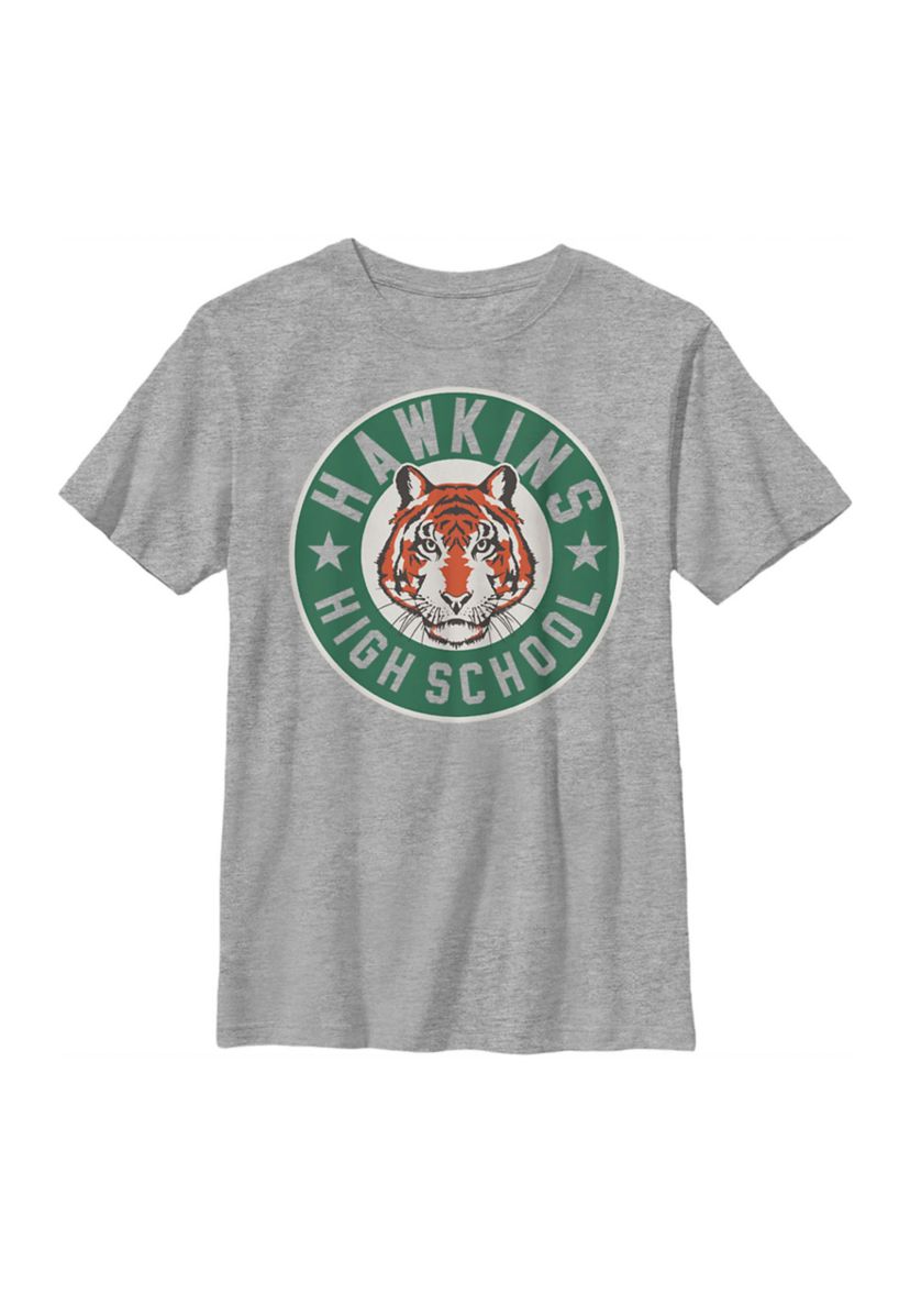 Hawkins High Tiger Emblem Graphic T-Shirt