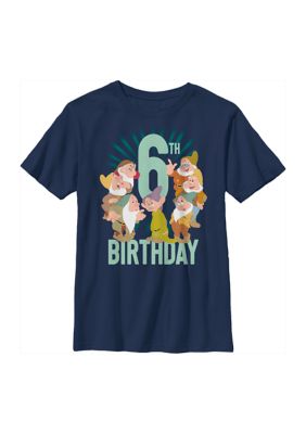 Disney Princess Boys 4-7 Dwarves 6th Birthday Graphic T-Shirt, Navy Blue, Large