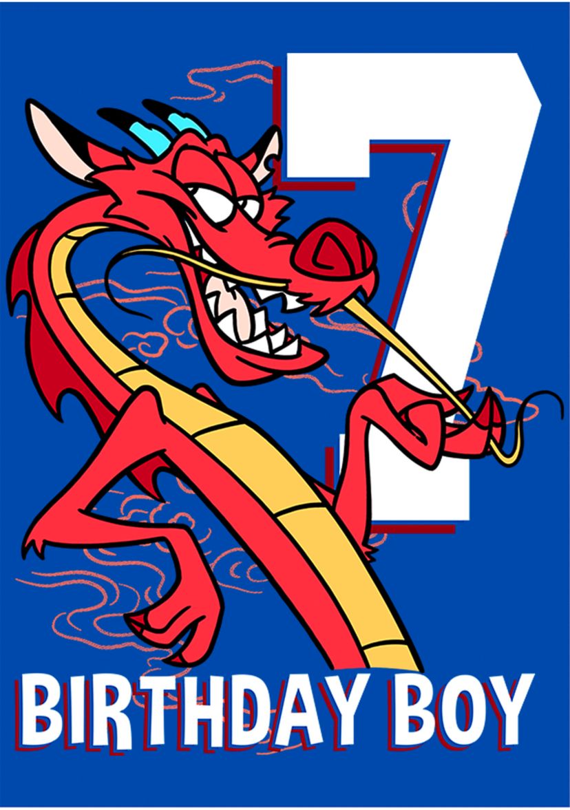 Boys 4-7 Mushu 7th Birthday Graphic T-Shirt