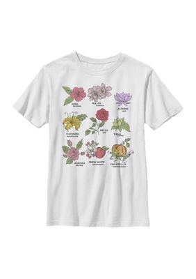 Disney Princess Boys 4-7 Princess Flowers Graphic T-Shirt, White, X-Large