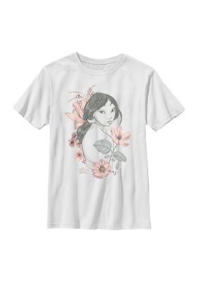 Disney Princess Kids Mulan Magnolia Graphic Top, White, Large