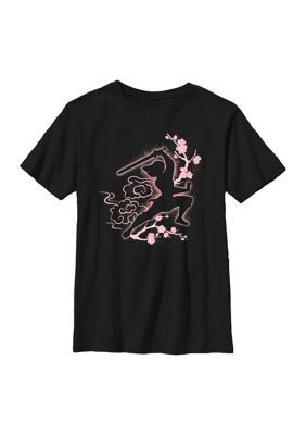 Disney Princess Kids Mulan Glowing Blossoms Graphic Top, Black