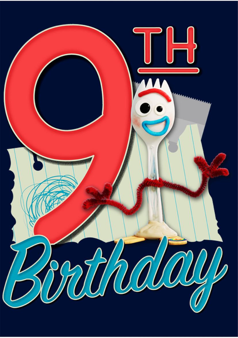 Boys 4-7 Forky 9th Birthday Graphic T-Shirt