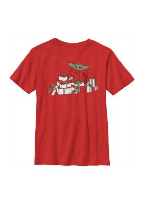 Star Wars: The Mandalorian Boys 4-7 The Child and Gifts Graphic Top, Red, Large