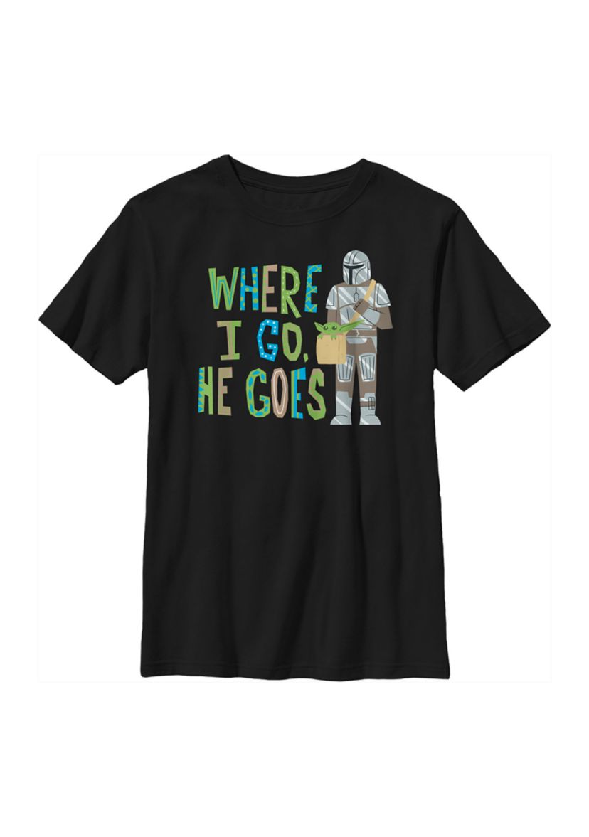 Boys 4-7 Star Wars The Mandalorian Where I Go He Goes Graphic T-Shirt