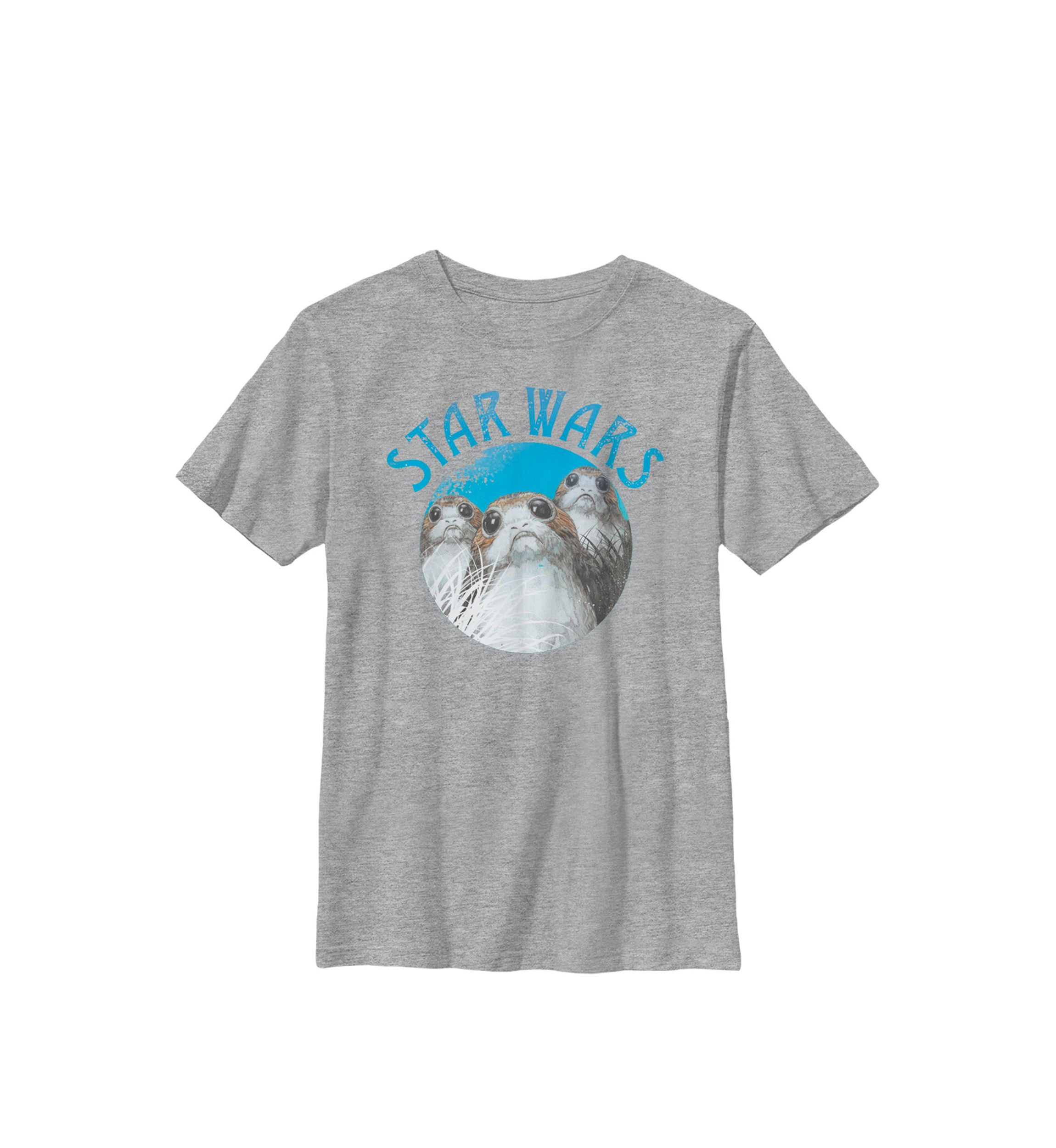 Boys Porgs In Grass Circle Poster Crew T-Shirt