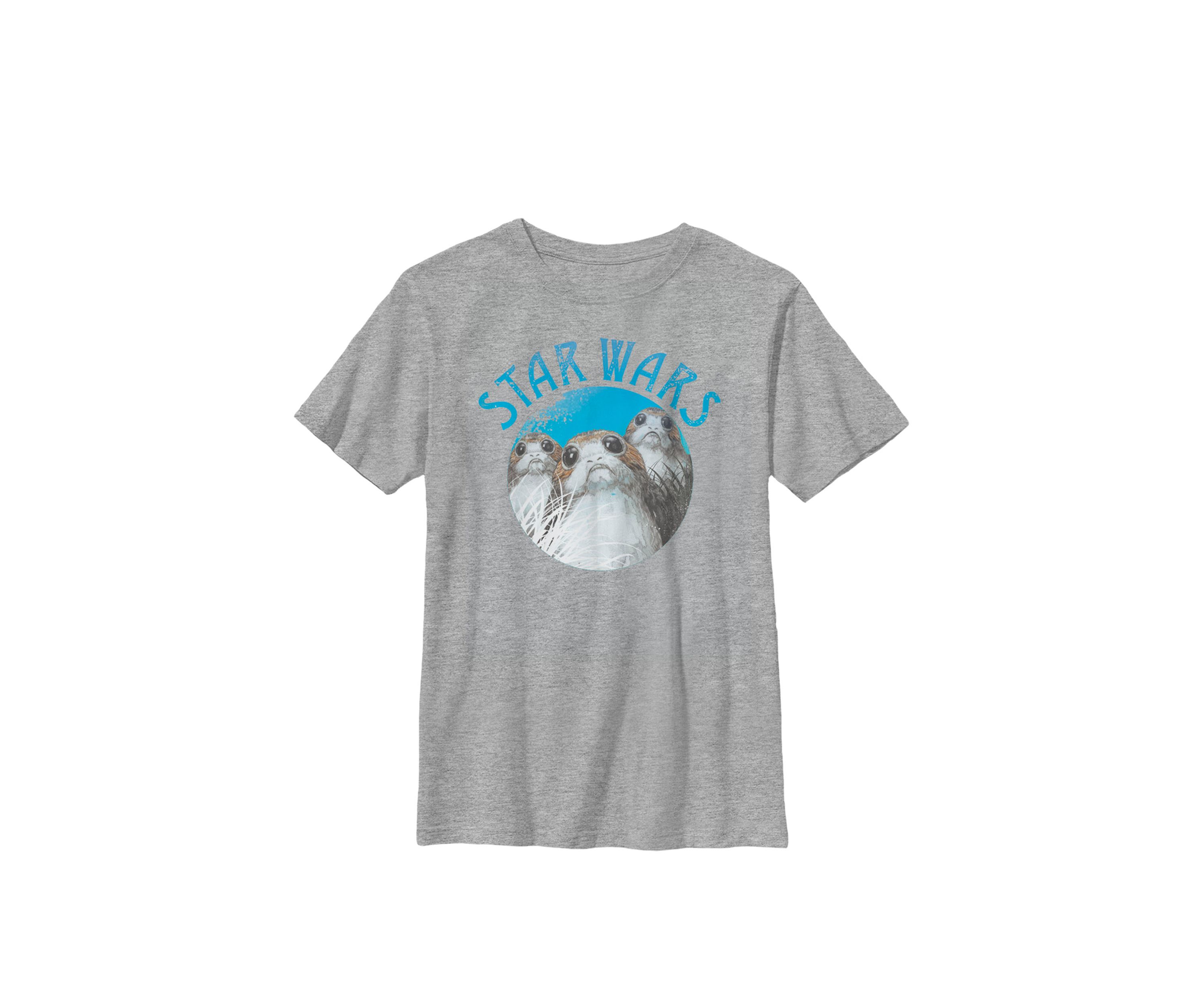 Boys Porgs In Grass Circle Poster Crew T-Shirt