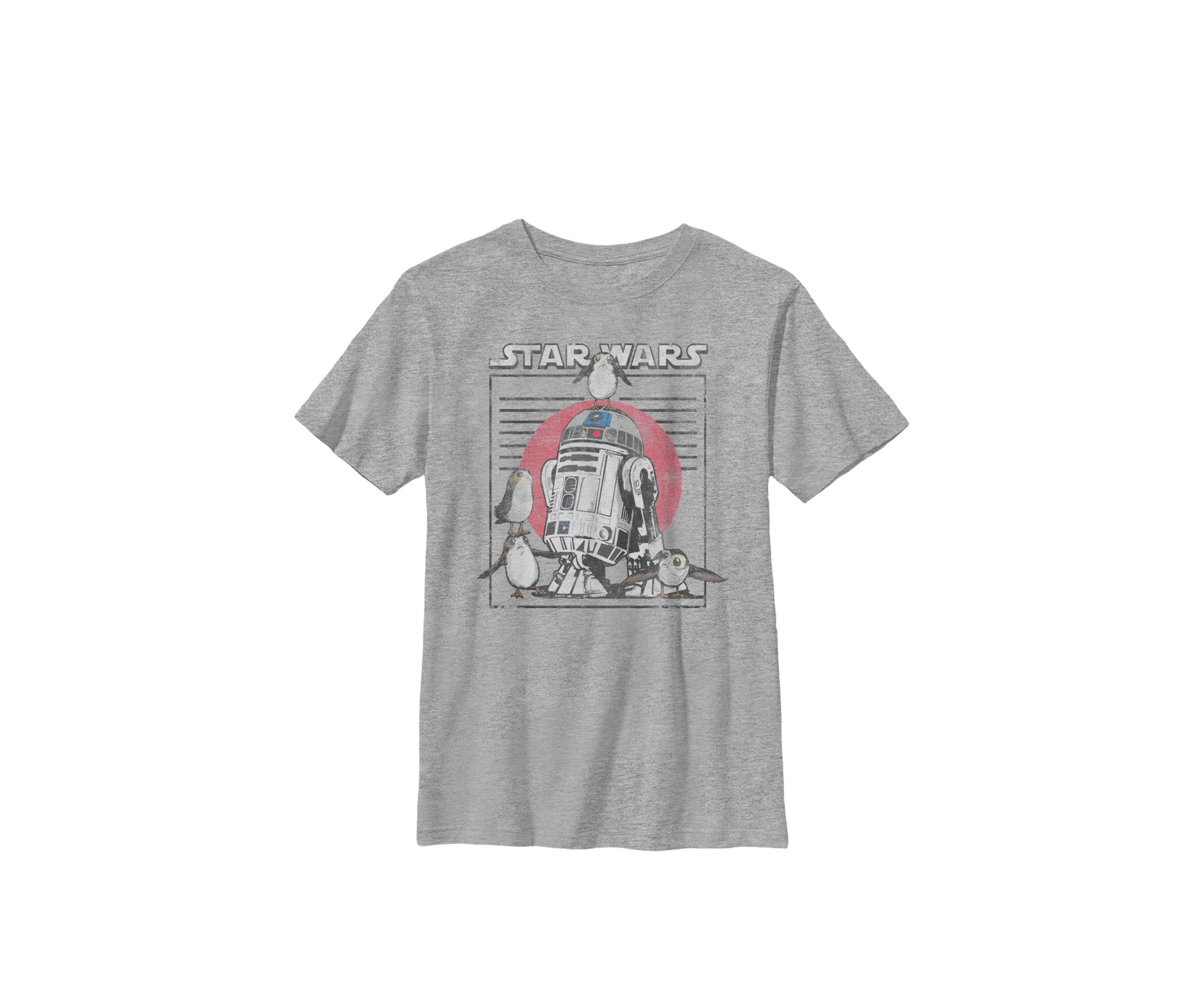 R2-D2 And Porgs Striped Poster Crew Graphic T-Shirt