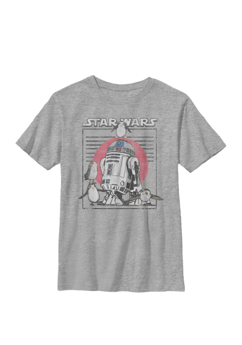 R2-D2 And Porgs Striped Poster Crew Graphic T-Shirt