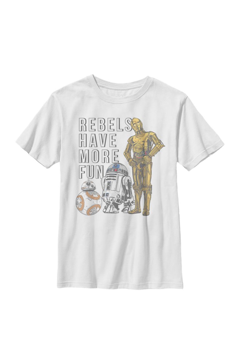 Boys Rebels Have More Fun Text Crew T-Shirt