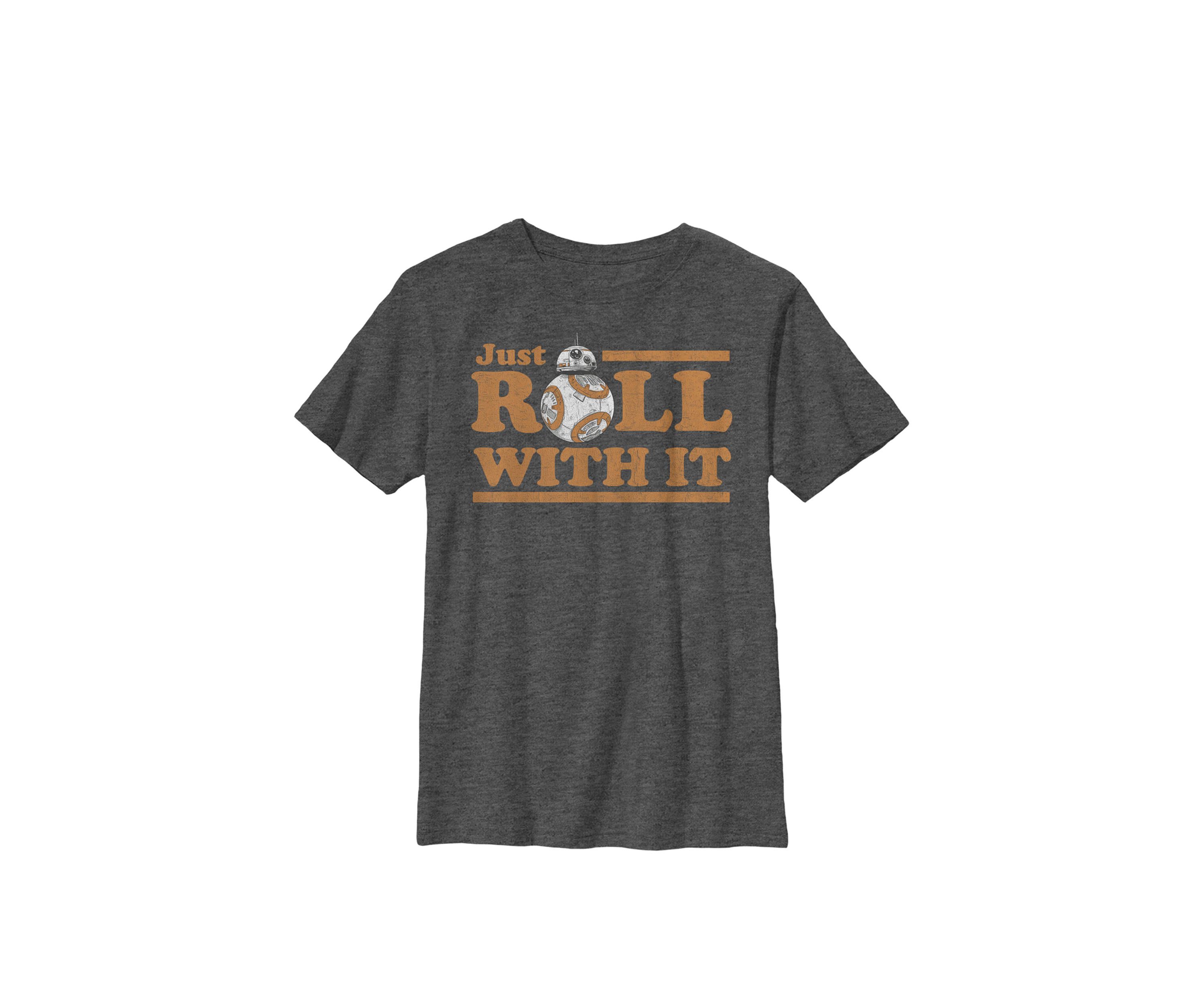 Boys BB-8 Just Roll With It Text Crew T-Shirt 