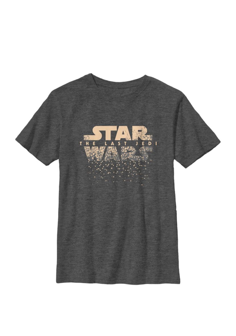 Boys The Last Jedi Stars Falling Classic Movie Logo Crew T-Shirt