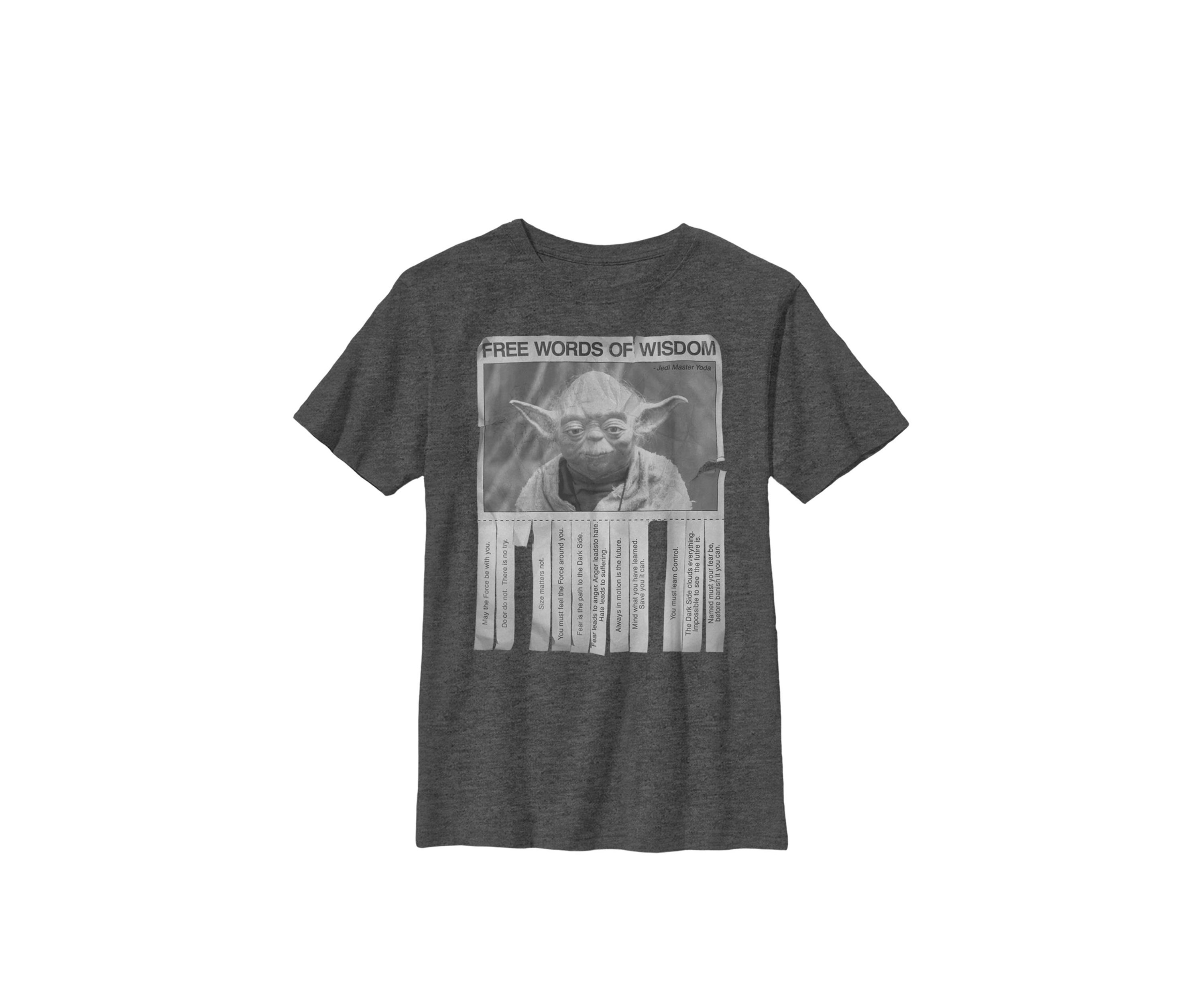 Boys Yoda Poster Words Of Wisdom Crew T-Shirt 