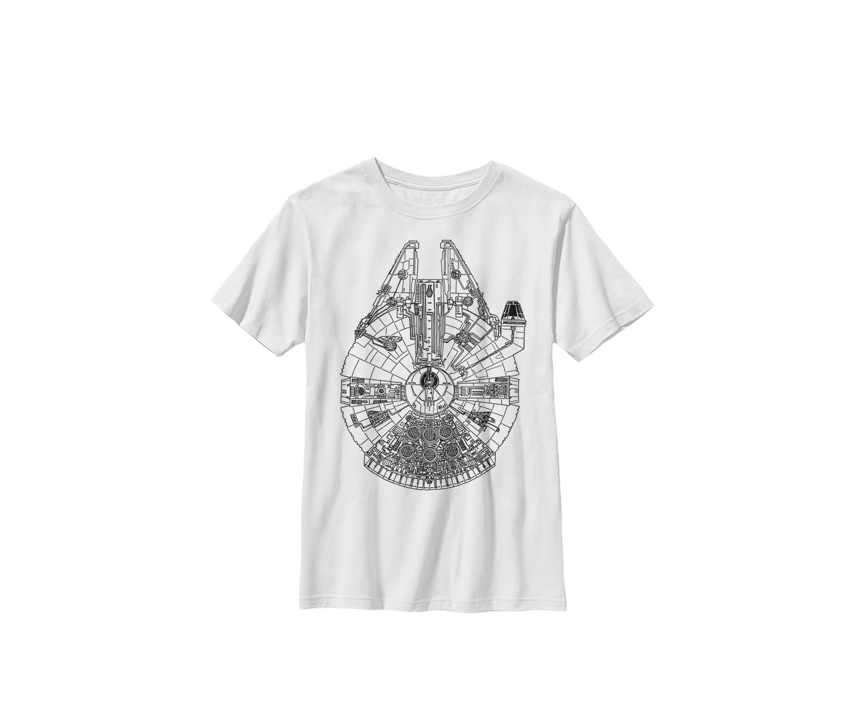 Boys 8-20 Millennium Falcon Blue Print Sketch Crew T- Shirt 