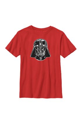Star Wars Boys 8-20 Darth Vader Classic Black Helmet Crew T-Shirt, Red, XSmall