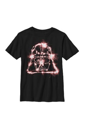 Star Wars Boys 8-20 Sparkler Darth Vader Face Portrait Crew T-Shirt
