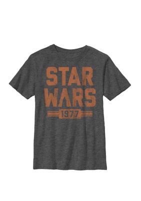 Star Wars Boys 8-20 Retro 1977 Vader Silhouette Vintage Crew T-Shirt, Grey, Small