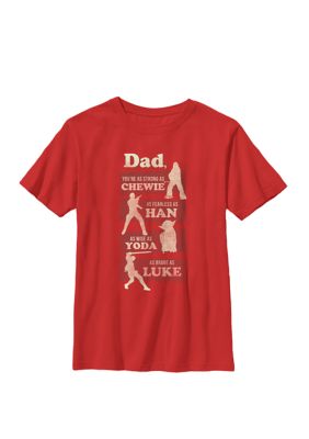 Star Wars Boys 8-20 Dad You Are As Strong As Crew Graphic T-Shirt, Red, Medium