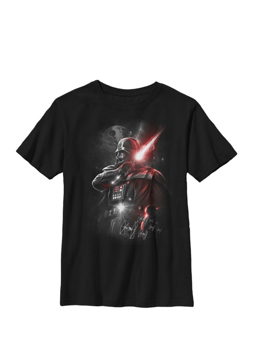 Boys 8-20 Darth Vader Lightsaber Portrait Crew Graphic T-Shirt