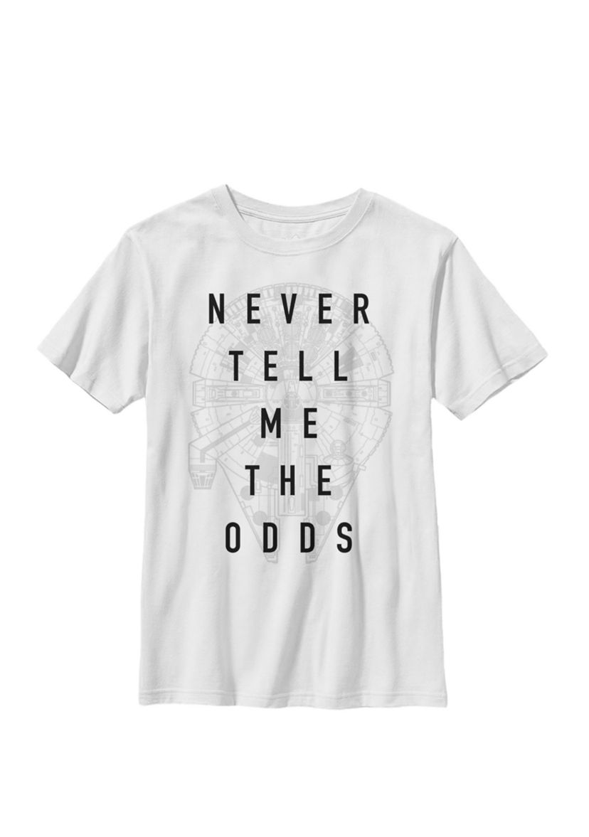 Boys 8-20 Millennium Falcon Never Tell Me The Odds Crew Graphic T-Shirt