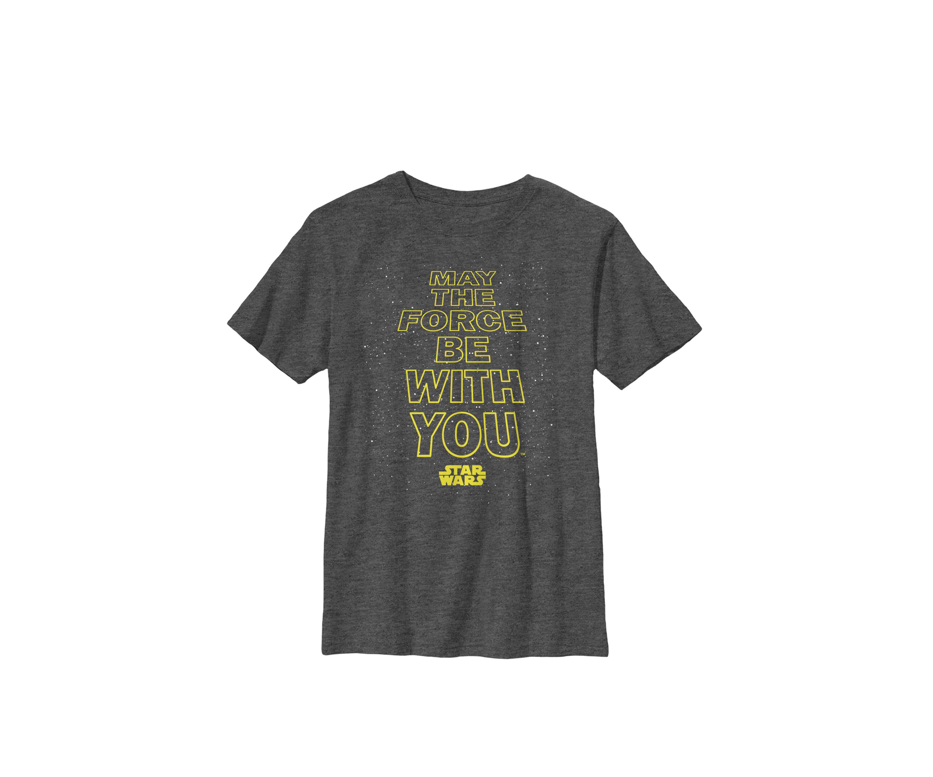 Boys 8-20 May The Force Be With You Quote Crew Graphic T-Shirt