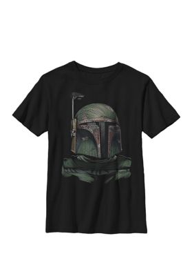 Star Wars Boys 8-20 Boba Fett Pointillism Helmet Crew Graphic T-Shirt, Black, XSmall
