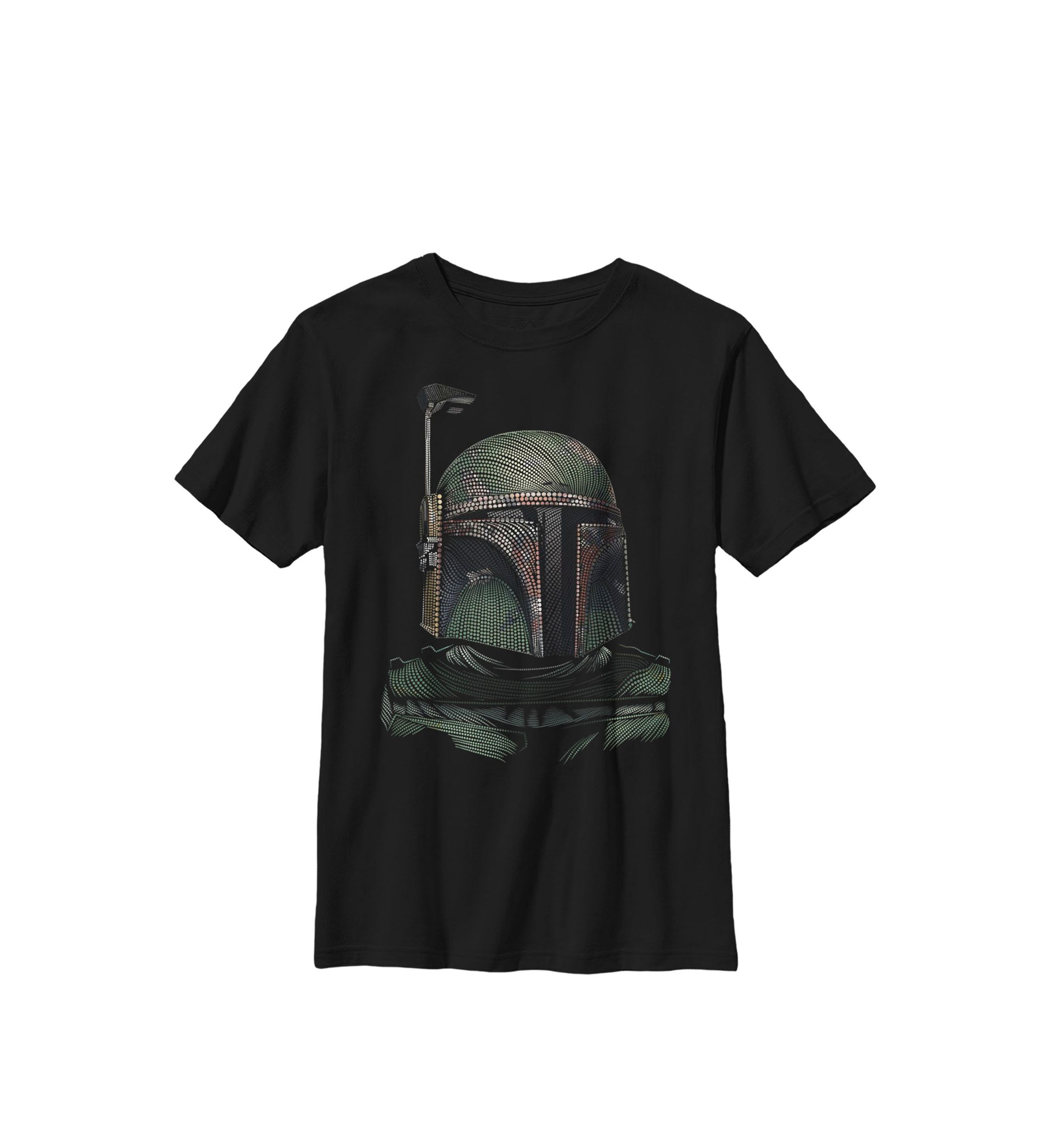 Boys 8-20 Boba Fett Pointillism Helmet Crew Graphic T-Shirt