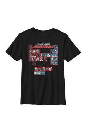Star Wars Boys 8-20 Hero Periodic Table Crew Graphic T-Shirt, Black, XSmall