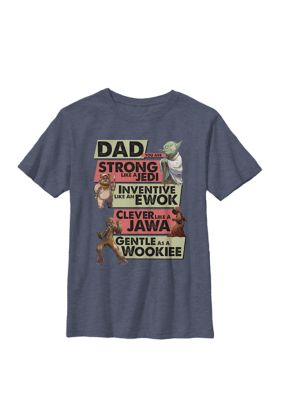 Star Wars Boys 8-20 Dad You Are Strong Like A Jedi Crew Graphic t-Shirt, Navy Blue, XSmall