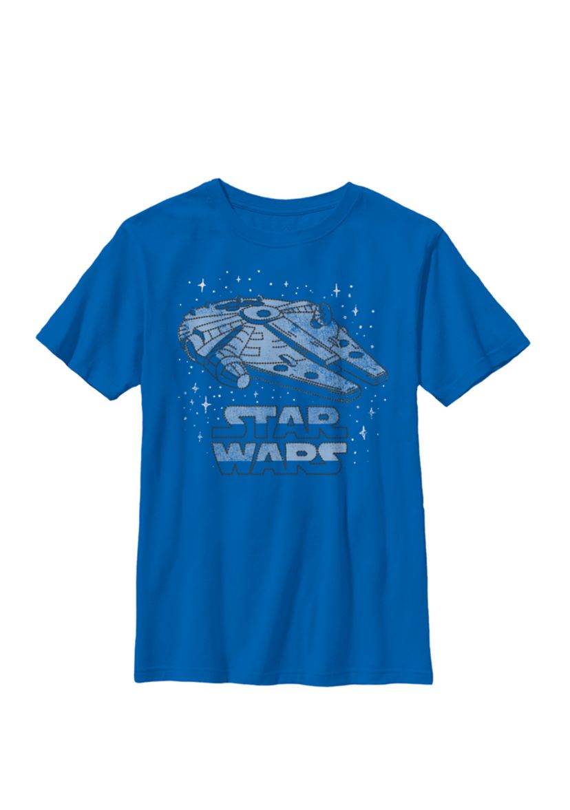 Logo Millennium Falcon Stitched Space B1 Crew Graphic T-Shirt