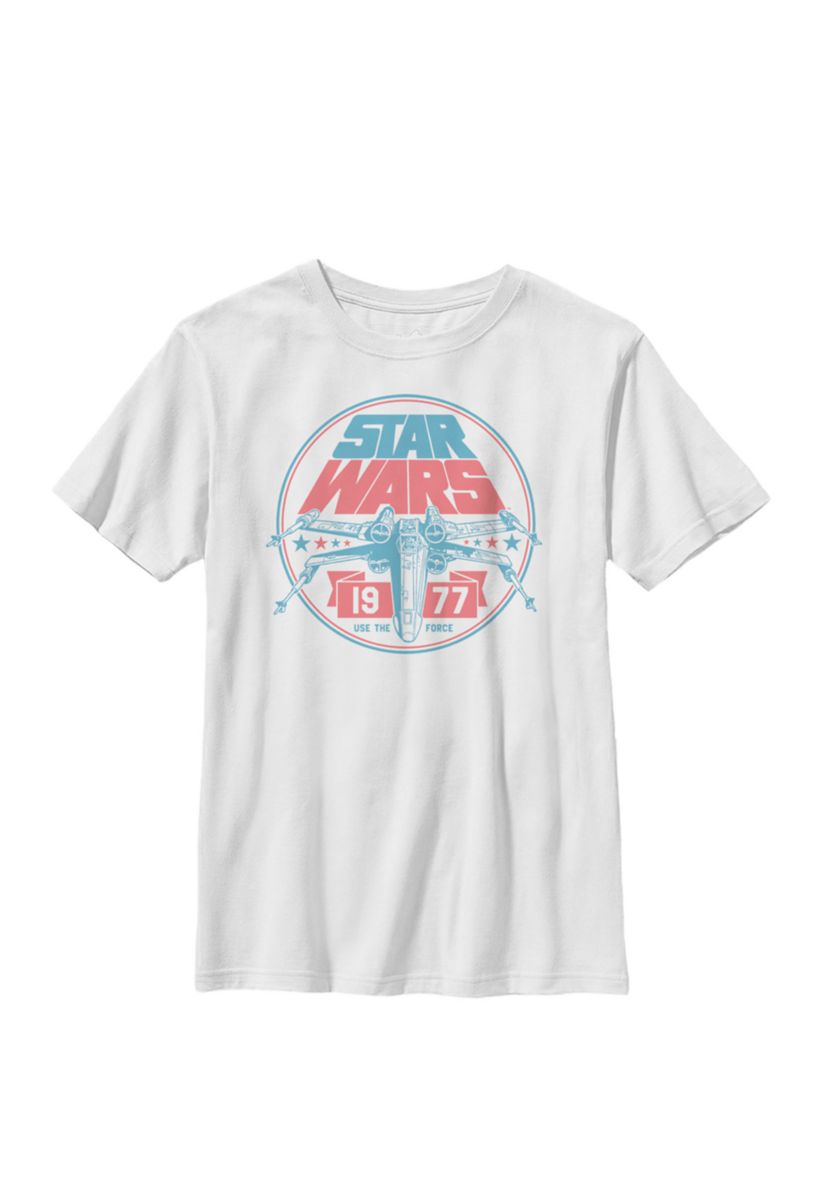 Patriotic X-Wing Vintage Badge Crew Graphic T-Shirt