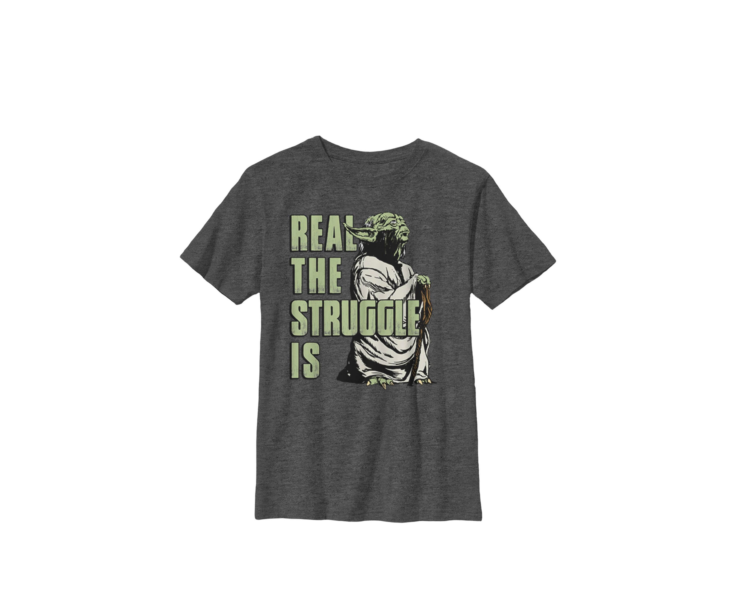 Boys 8-20 Yoda Real The Struggle Is Crew Graphic T-Shirt