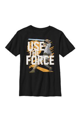 Star Wars Boys 8-20 Use The Force Luke Skywalker Crew Graphic T-Shirt, Black, XSmall