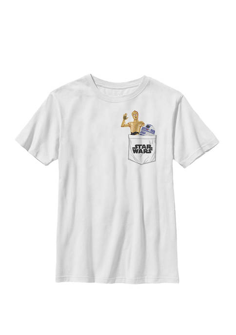 Boys 8-20 Galaxy Of Adventures C-3PO R2D2 Pocket B1 Crew Graphic T-Shirt