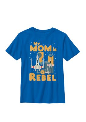 Star Wars Kids My Mom Is A Rebel X-Wing Fighter Cartoon Crew Graphic T-Shirt, XSmall