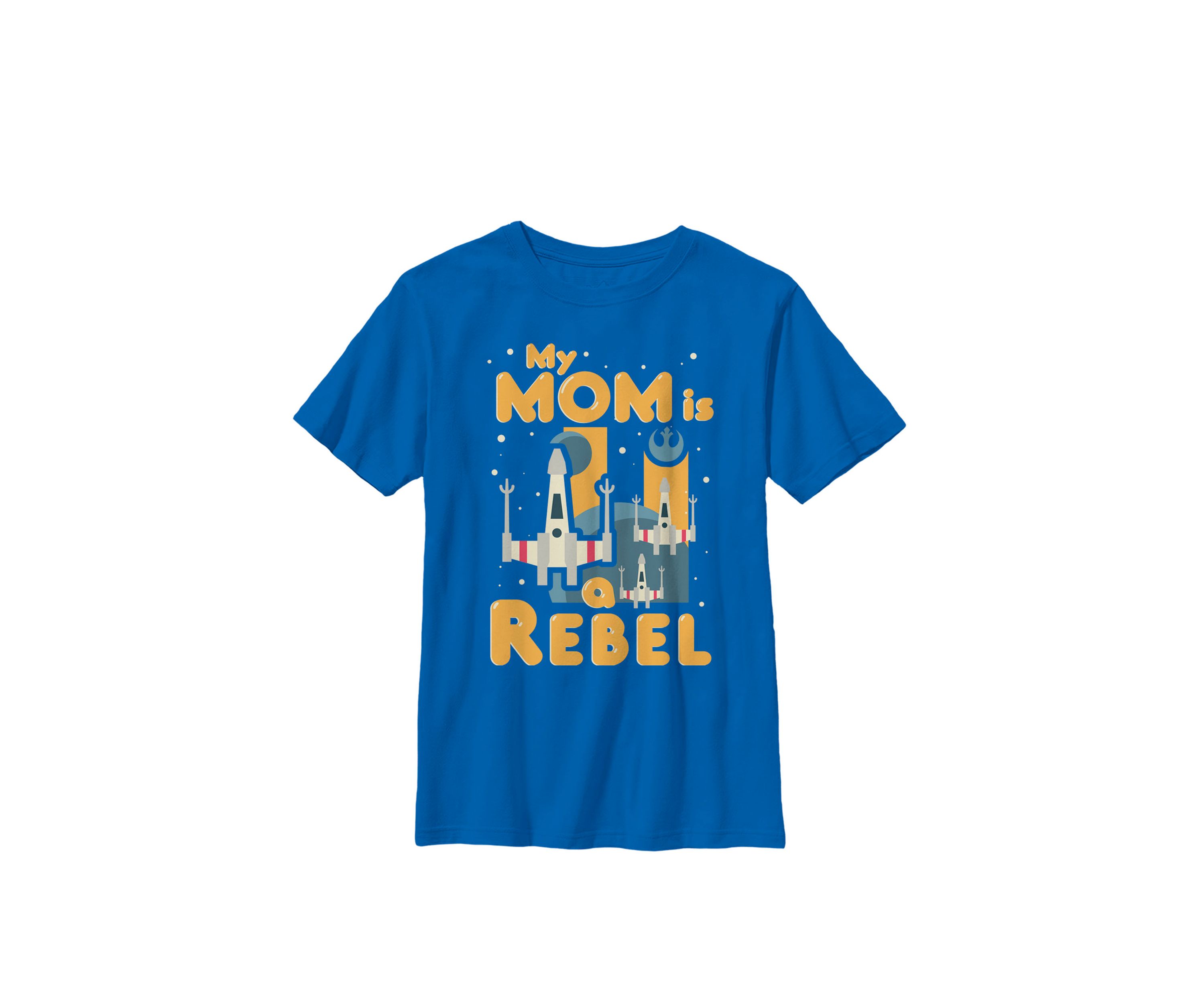 My Mom Is A Rebel X-Wing Fighter Cartoon Crew Graphic T-Shirt