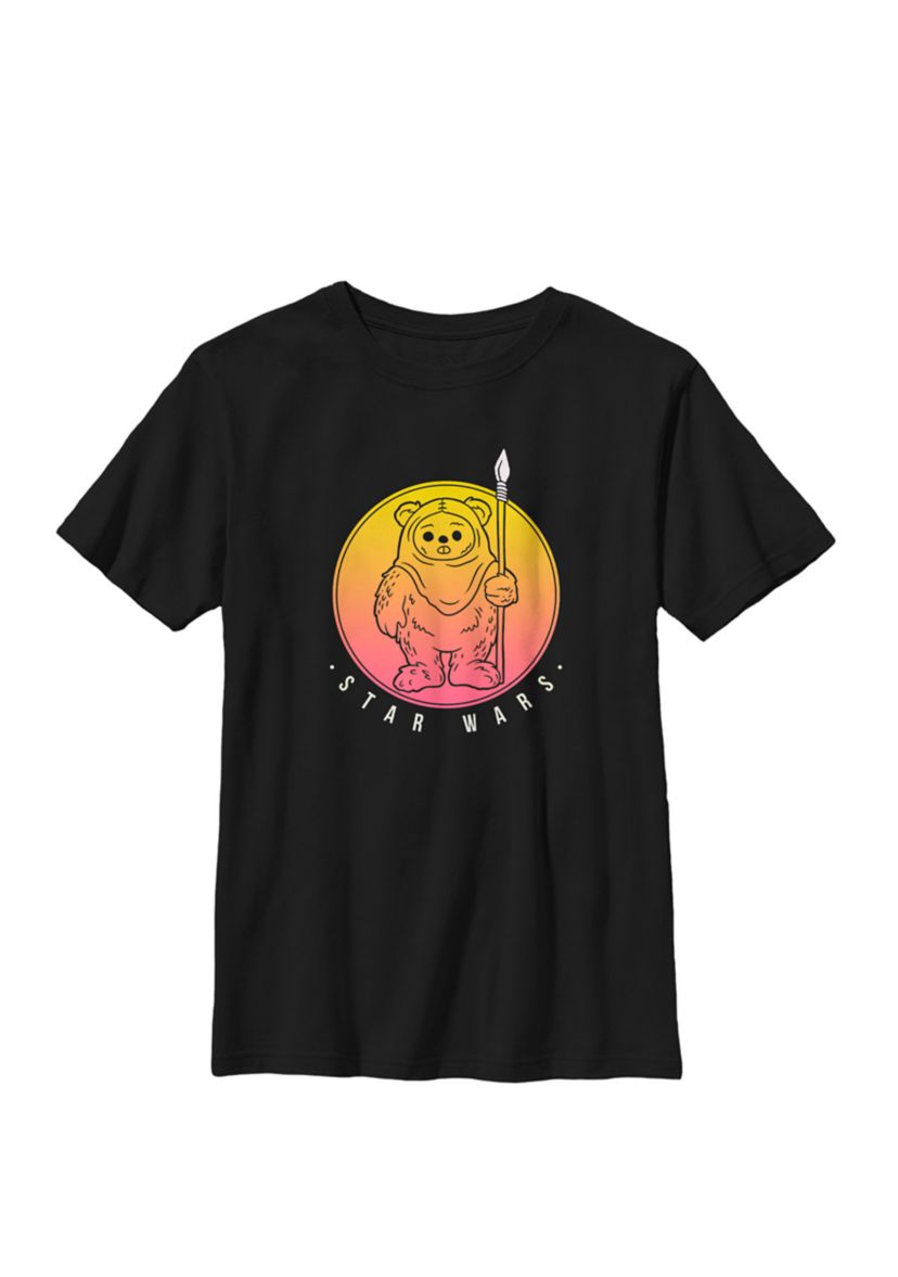 Boys 8-20 Ewok Outline Sunset Circle Crew Graphic T-Shirt