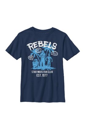 Star Wars Boys 8-20 Rebels Fan Club 1977 B1 Crew Graphic T-Shirt, Navy Blue, Medium