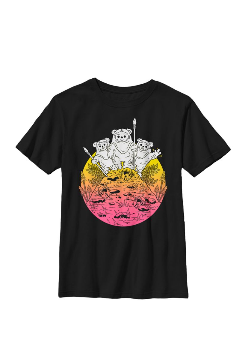 Ewok Camp Color Fade Left Chest Style B1 Crew Graphic T-Shirt